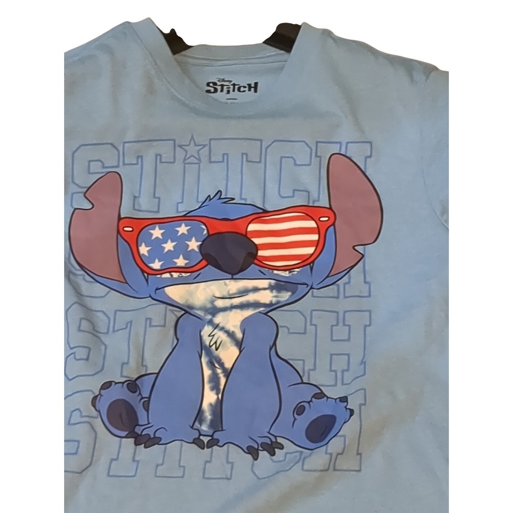 Nwt Disney Stitch USA Light Blue Tee Shirt -Youth  L (10/12) - Picture 3 of 8